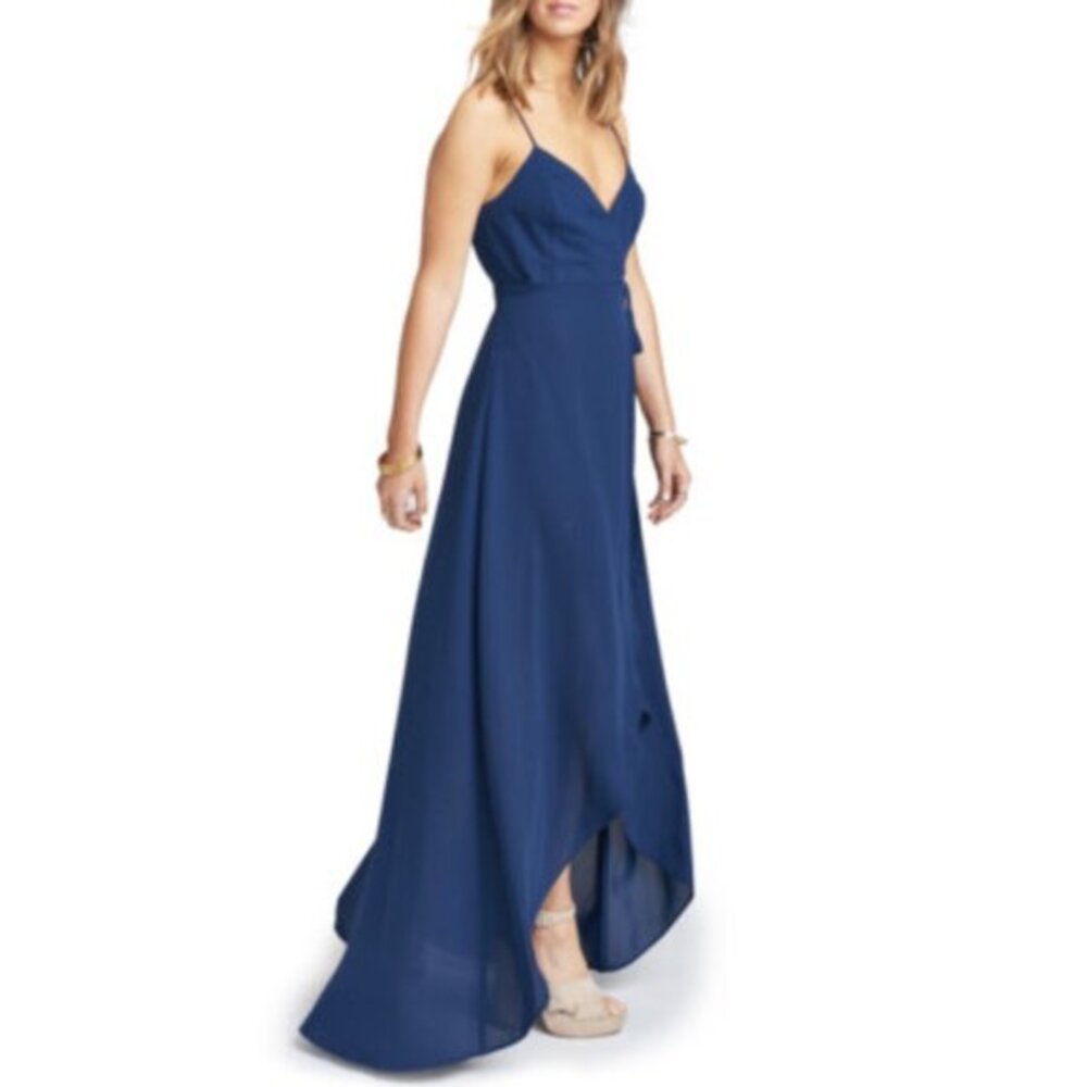 Show Me Your MuMu Mariah Wrap Dress M Navy Blue